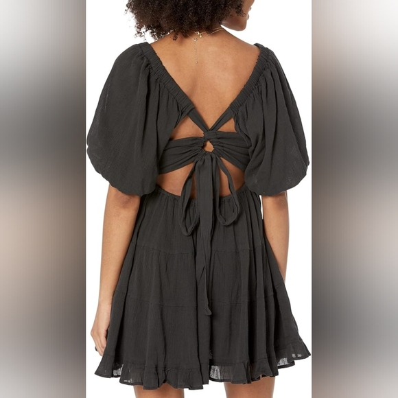 Princess Polly Dresses & Skirts - Princess Polly Cotton Black Tie-Back Mini Dress